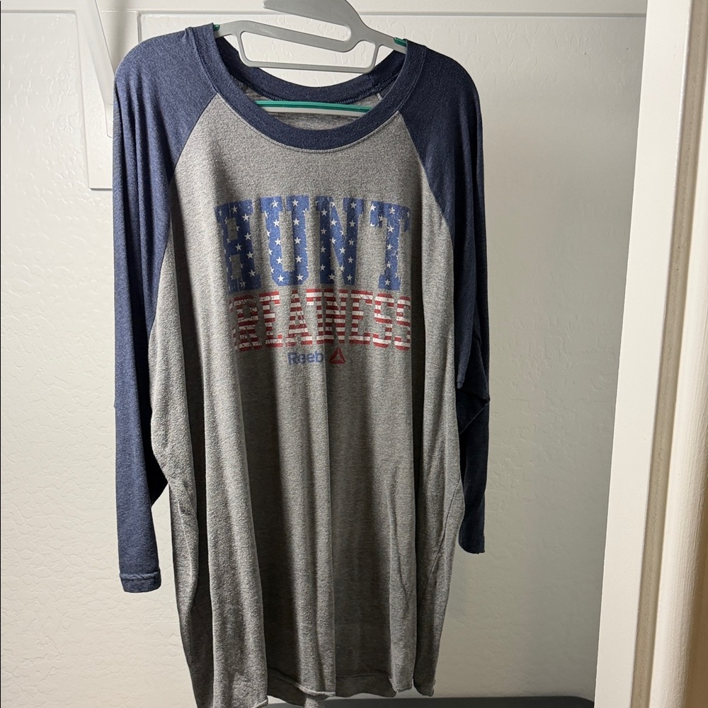 Reebok Navy and Gray Long Sleeve Tee